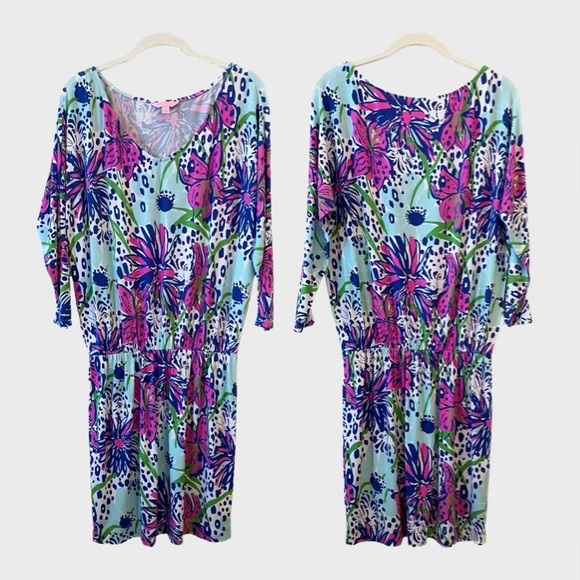 Lilly Pulitzer Cara Dress Dolman In the Garden Resort White Floral Multi S - Picture 1 of 13